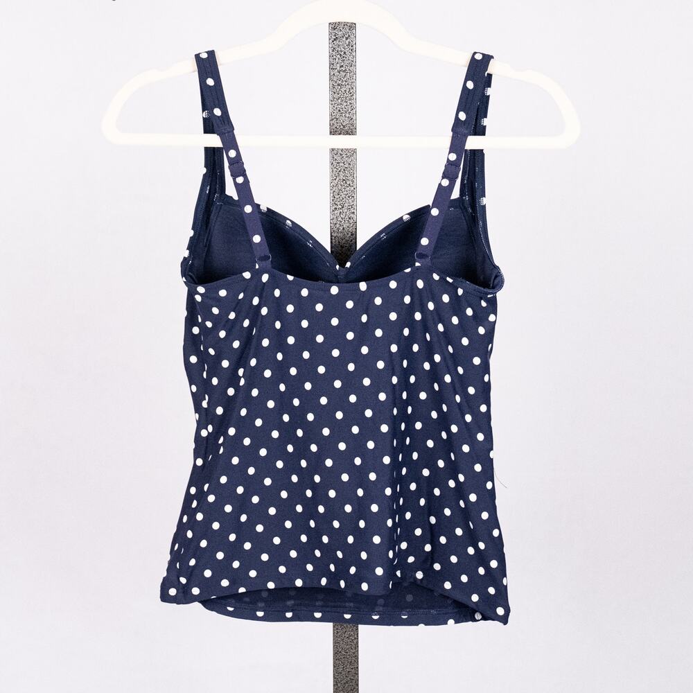 Bond Eye Australia Women's Padded Tankini Swim Top US SZ 8 Navy White Polka Dot - Picture 3 of 6